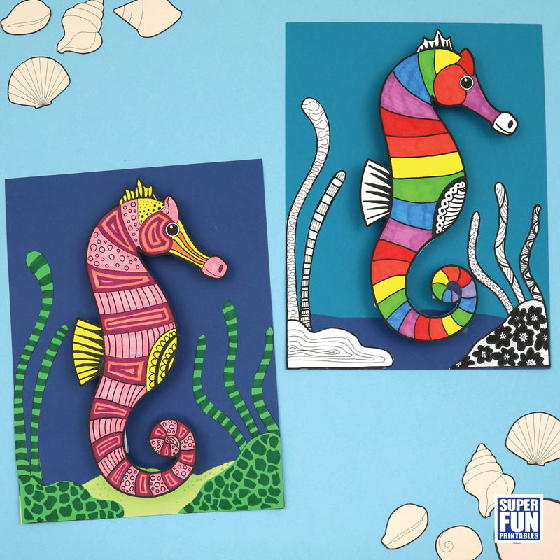 3D Seahorse Paper Craft