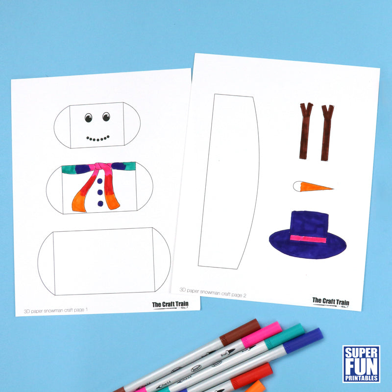 3D Paper Snowman Super Fun Printables